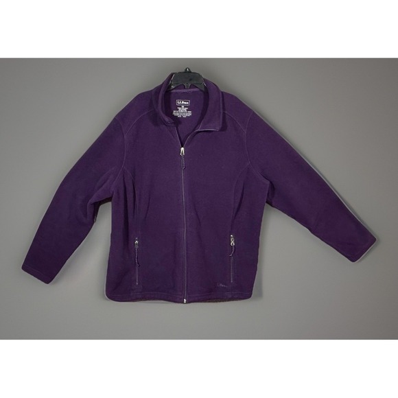L.L.Bean Jacket Womens 3XLPurple Fleece Full Zip Mock Neck Zip Pockets - Picture 2 of 5
